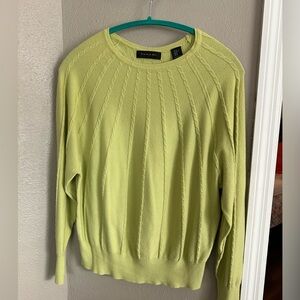 Tahari Women's Light Green Crew Neck Sweater